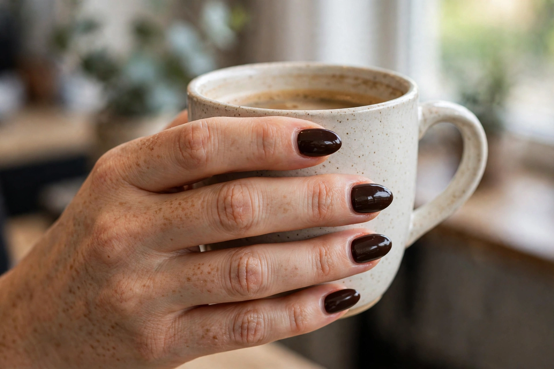Classic dark chocolate espresso nails