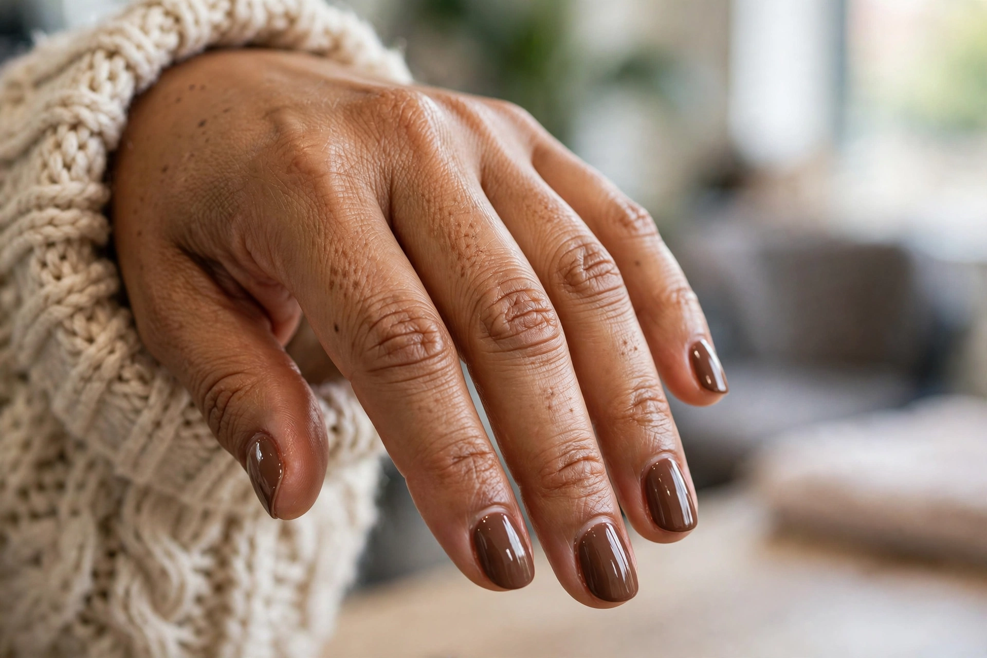 Milk chocolate short oval nails