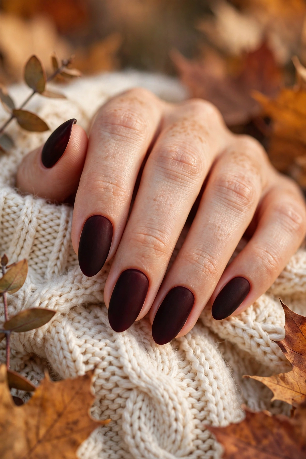 Matte black cherry, cosy autumn knit