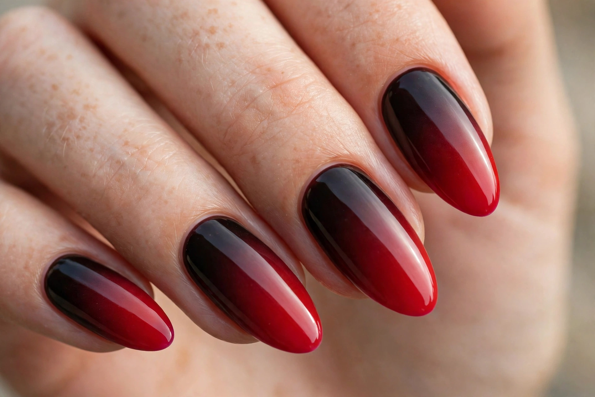 Black cherry to cherry red ombré